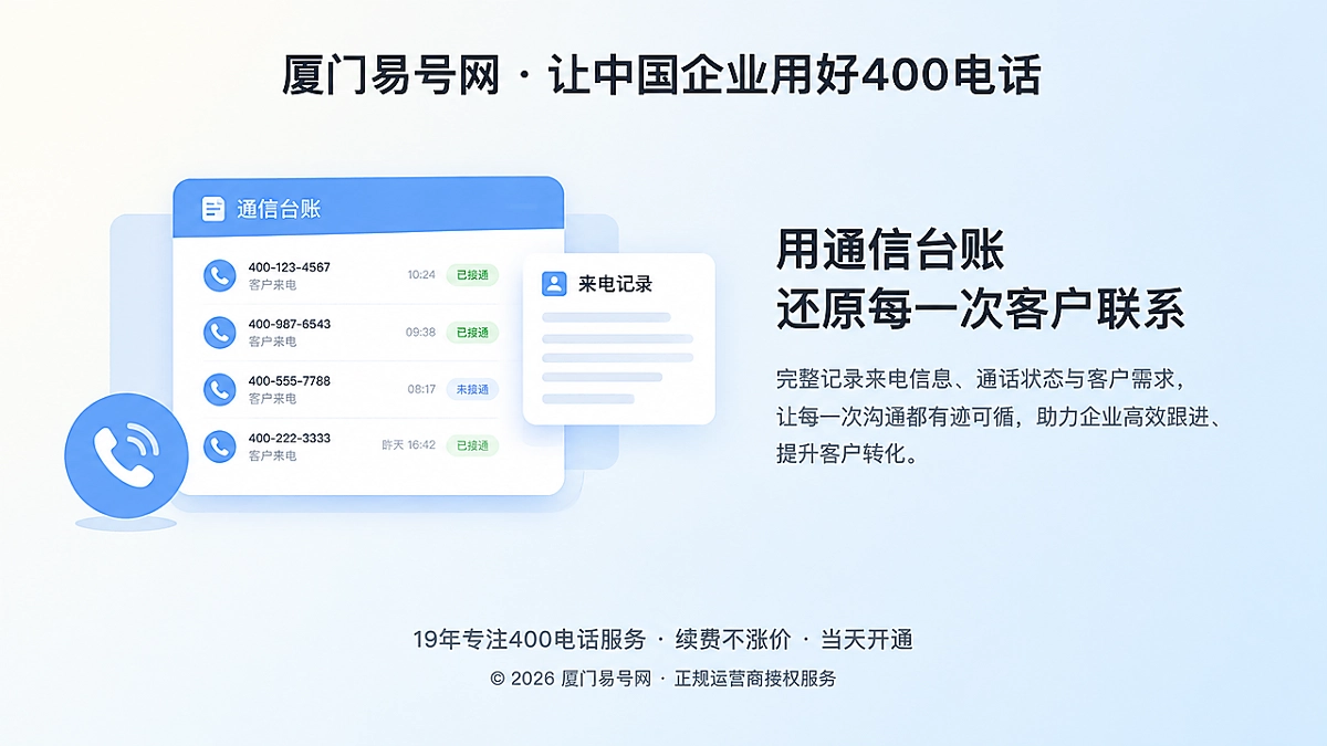 2026年400电话功能详解：用通信台账还原每一次客户联系
